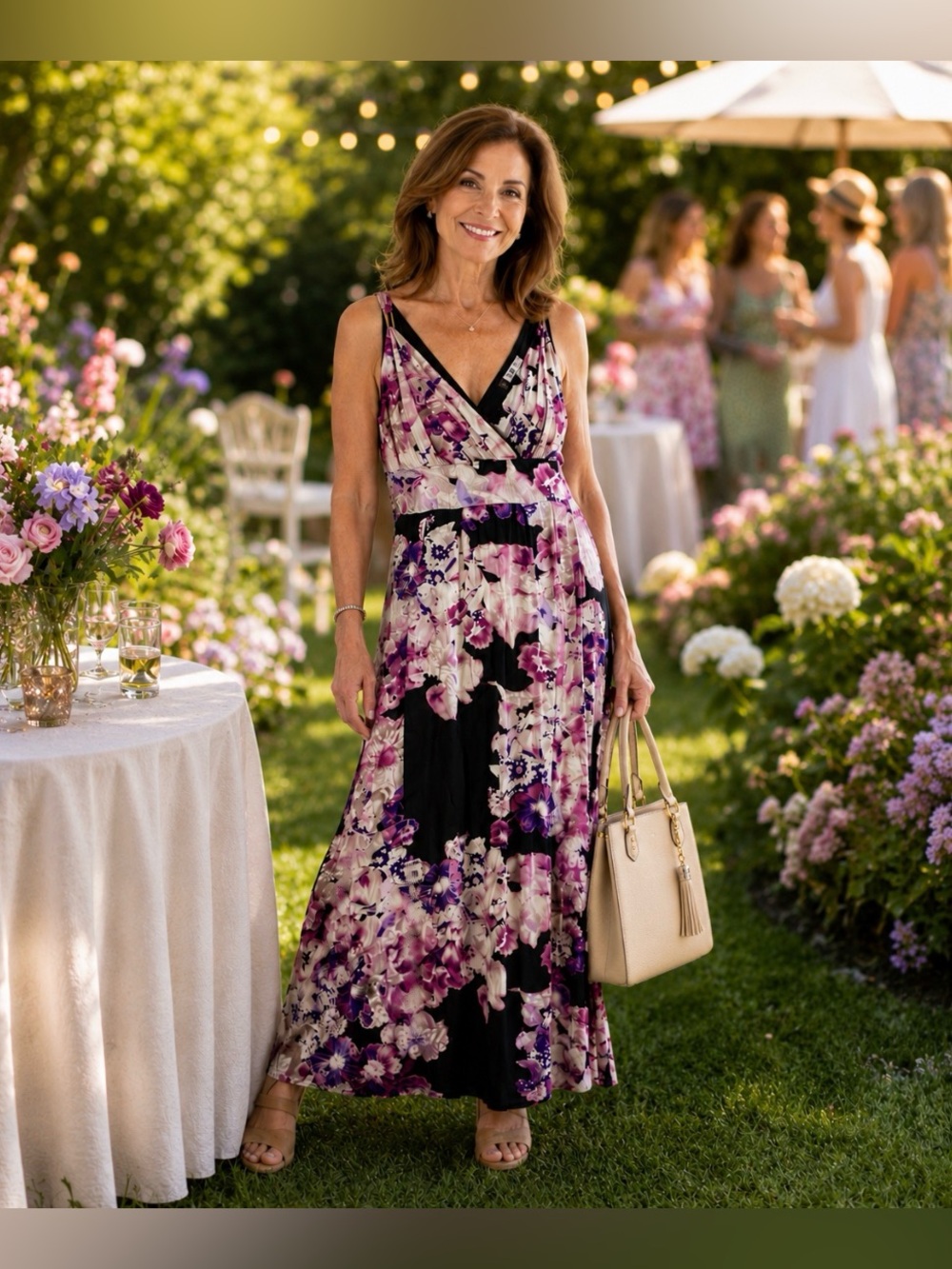 Jennifer Lopez Summer Floral Dress in Purple Shades Petite L
